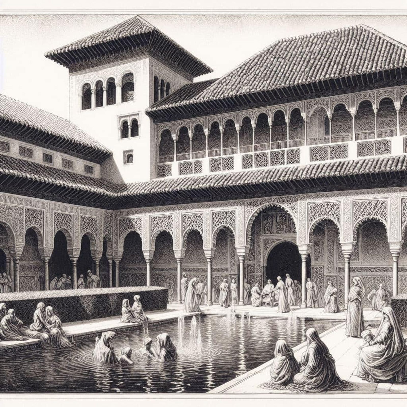 El río Darro navegable, el entierro de Isabel la Católica, Medina Elvira, una piscina en la Alhambra... Así es la Granada histórica para la Inteligencia Artificial