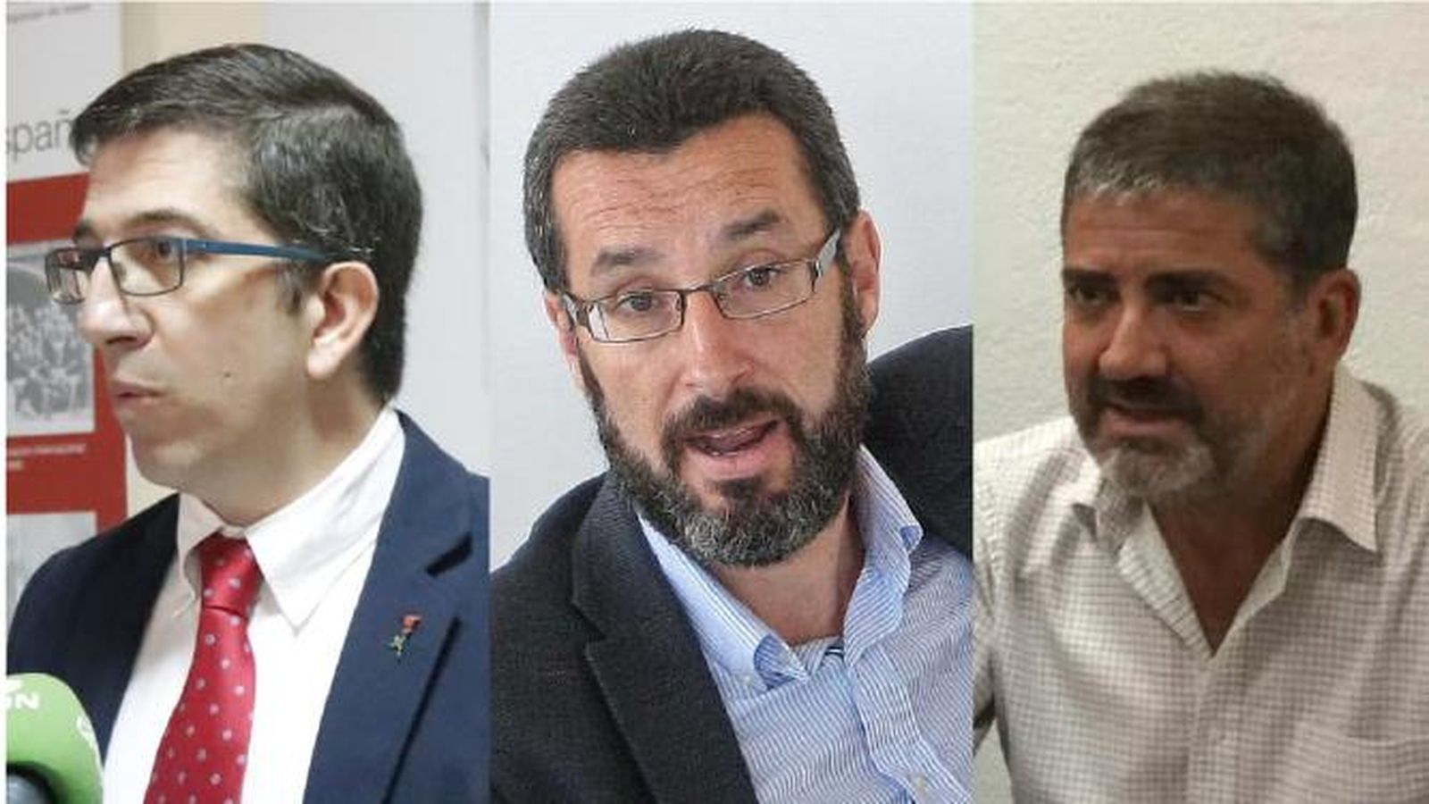 Juan Chacón (PSOE), Juan Franco (LL 100x100) y Juan Pablo Arriaga (PP)