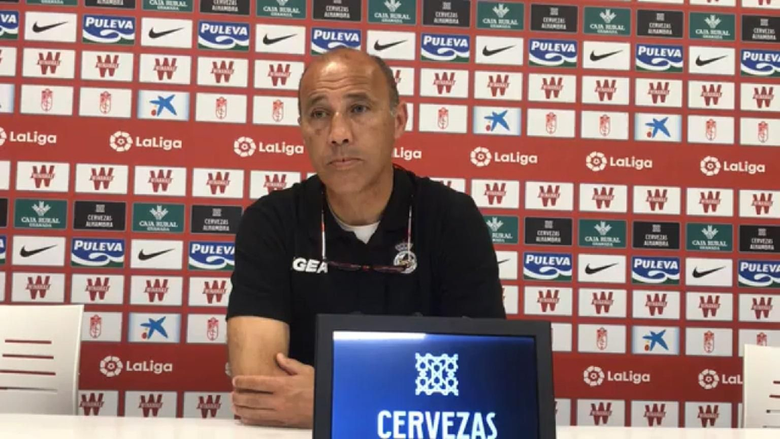 Calderón, en rueda de prensa tras el empate en Granada.