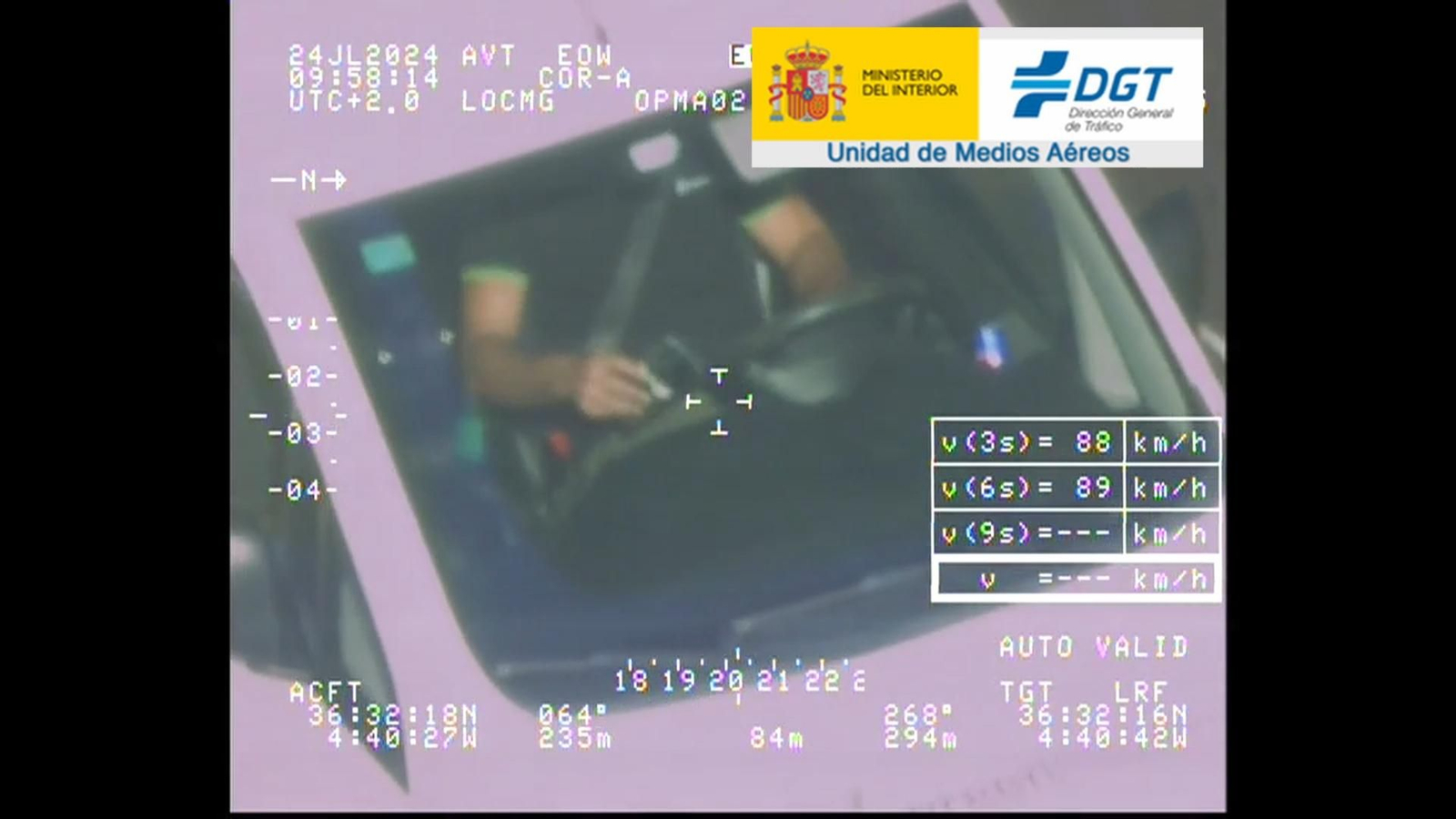 Infracción captada por la Unidad de Medios Aéreos de la DGT Infracción captada por la Unidad de Medios Aéreos de la DGT