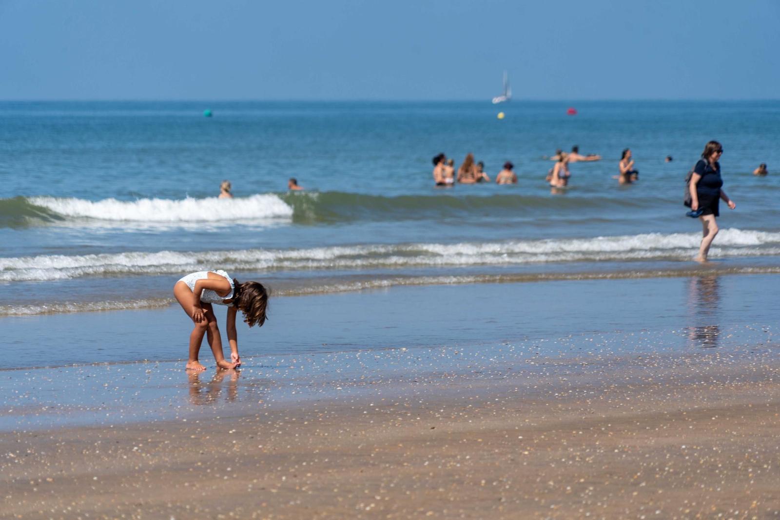 Ambiente de las playas de Punta Umbría la mañana del sábado 9 de agosto
