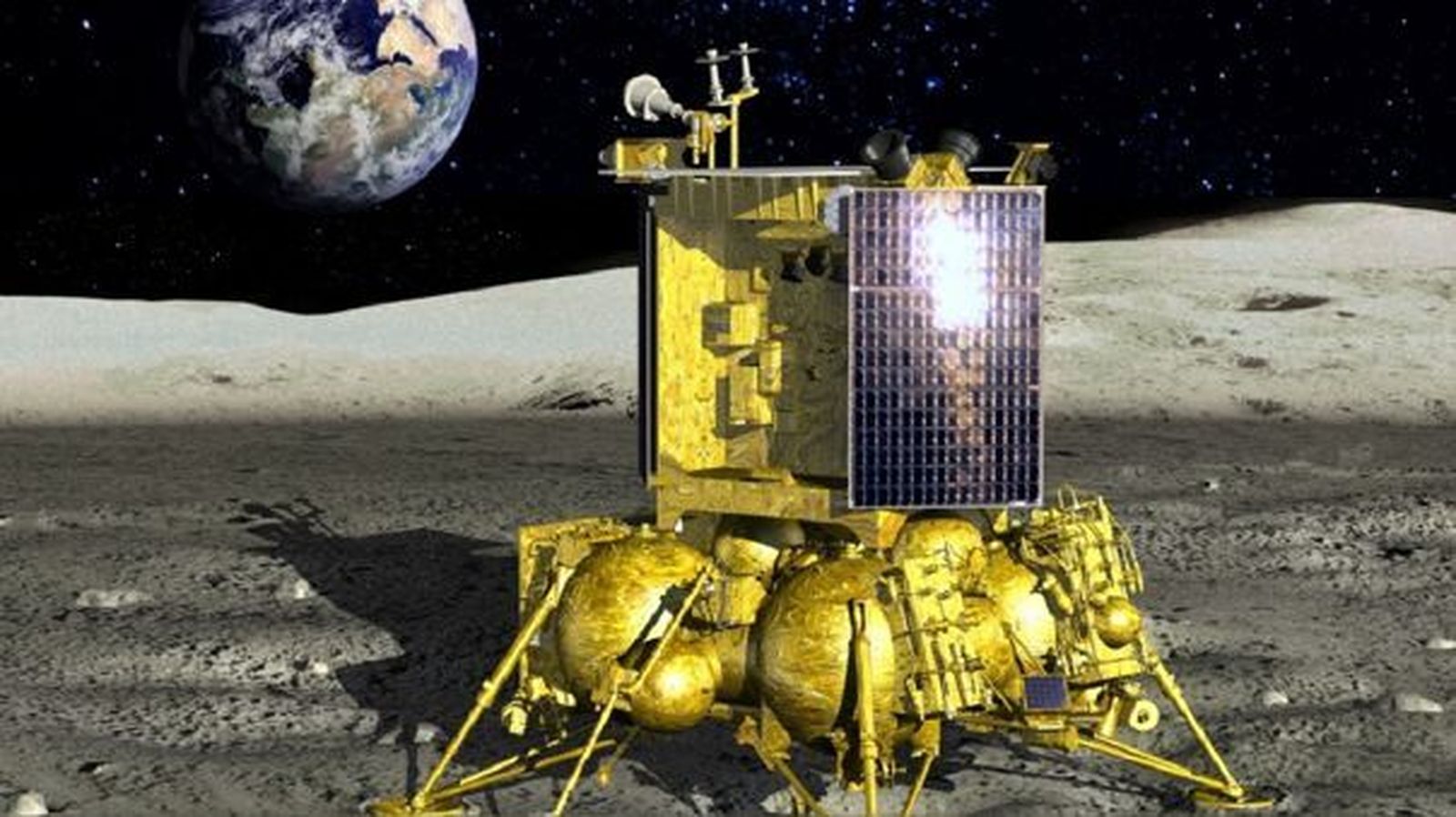 Recreación de la nave 'Luna-25' en la Luna