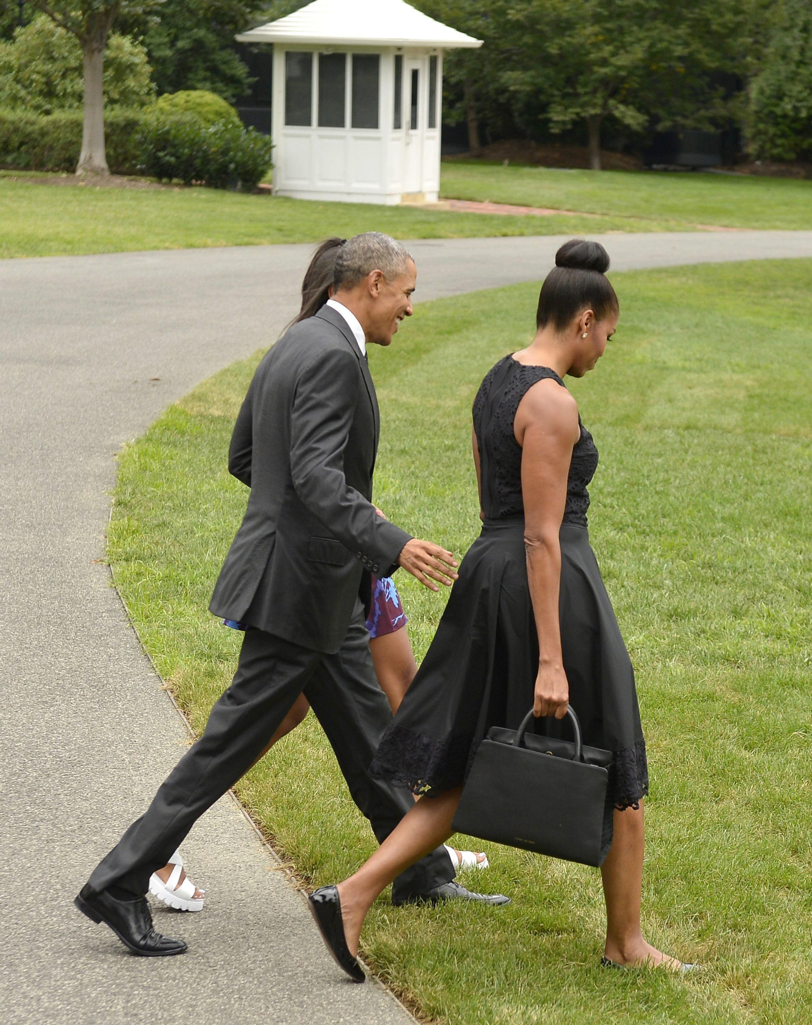 Michelle Obama junto en los jardines de la Casa Blanca.