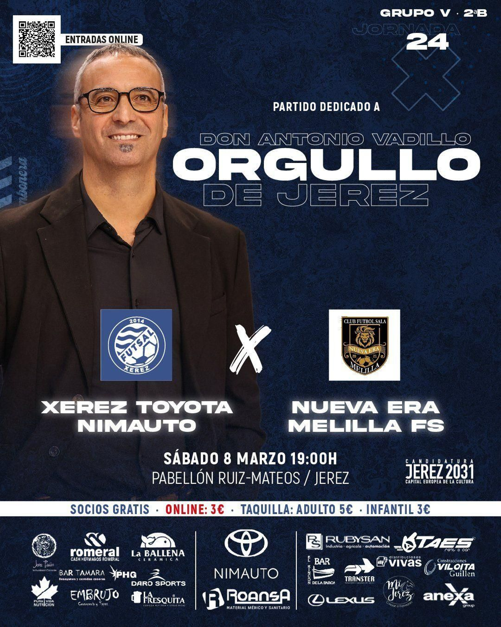 Cartel del partido del sábado homenaje a Antonio Vadillo.