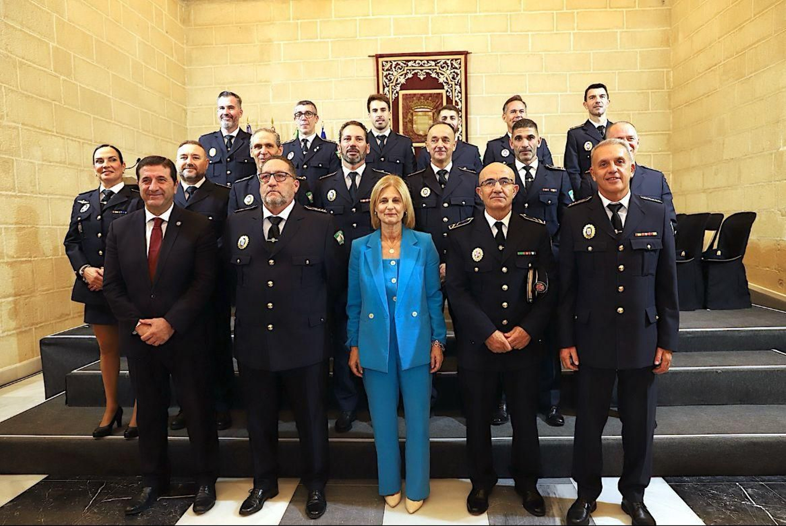 María José García-Pelayo, en el acto de reconocimiento institucional a los 18 nuevos mandos de la Policía Local de Jerez.