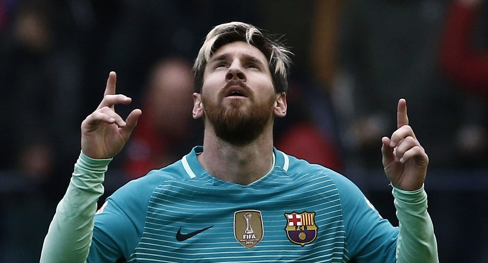 Messi celebra su segundo gol al Osasuna.