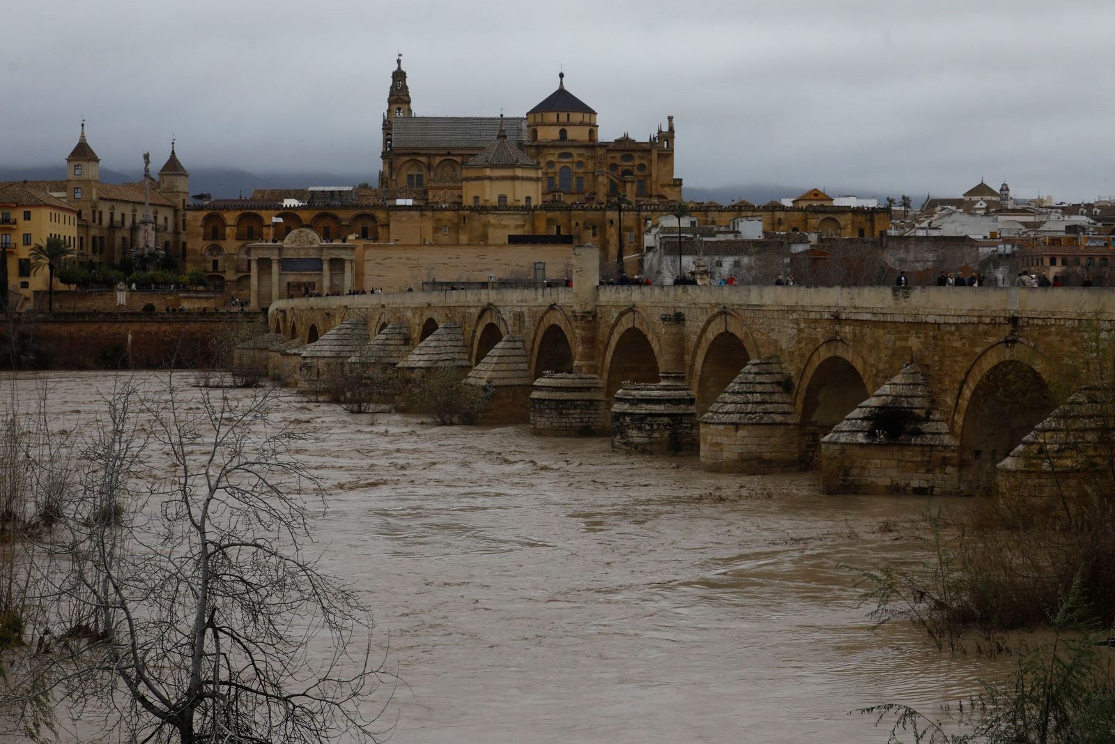 El río Guadalquivir a su paso por Córdoba tras la borrasca Kristin