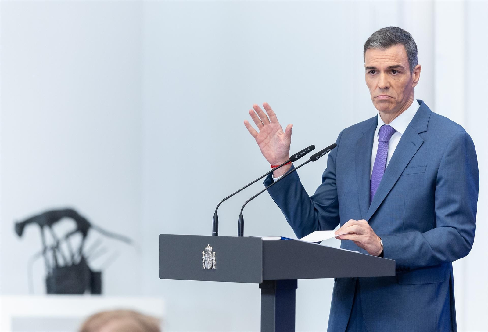 El presidente del Gobierno, Pedro Sánchez, comparece ante los medios de comunicación.