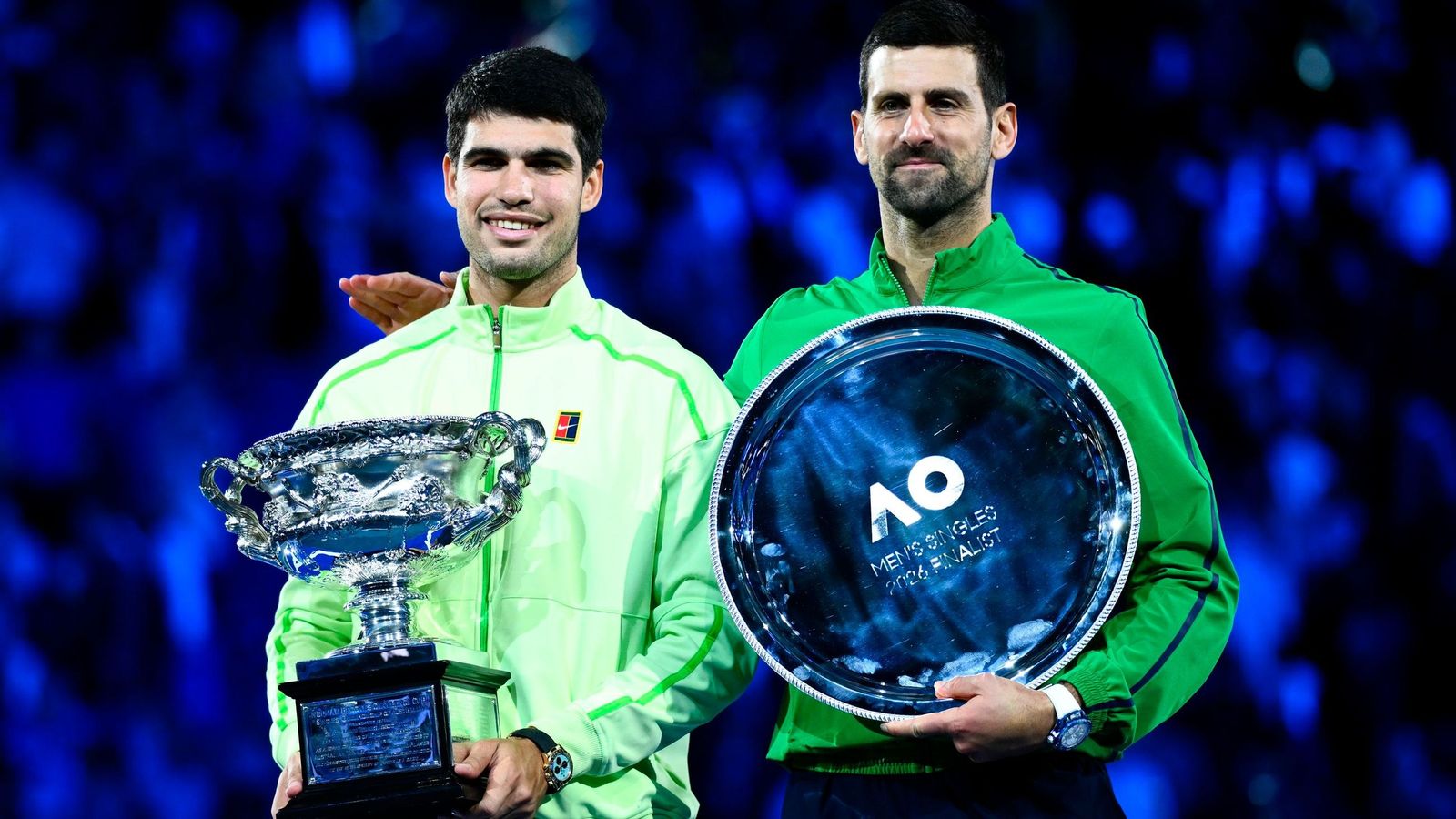 Alcaraz y Djokovic, en la entrega de trofeos