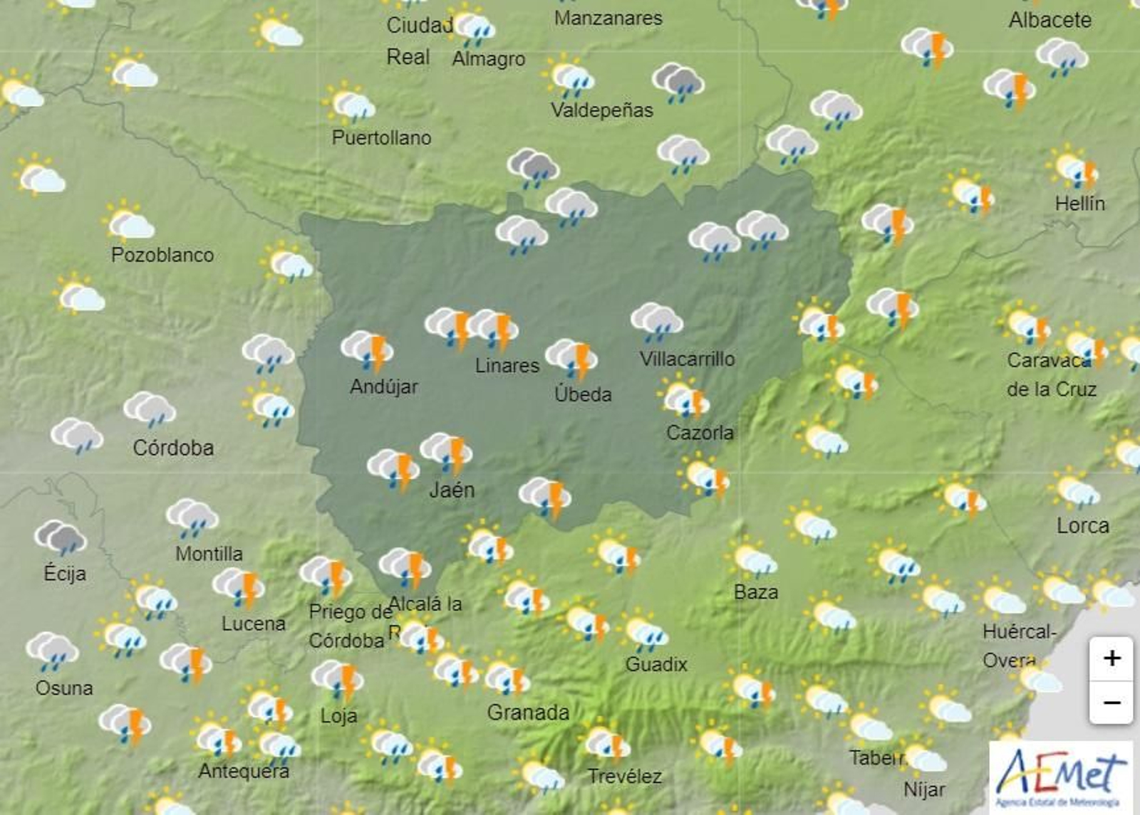 Cielos cubiertos y tormentas para la jornada del viernes en la provincia.