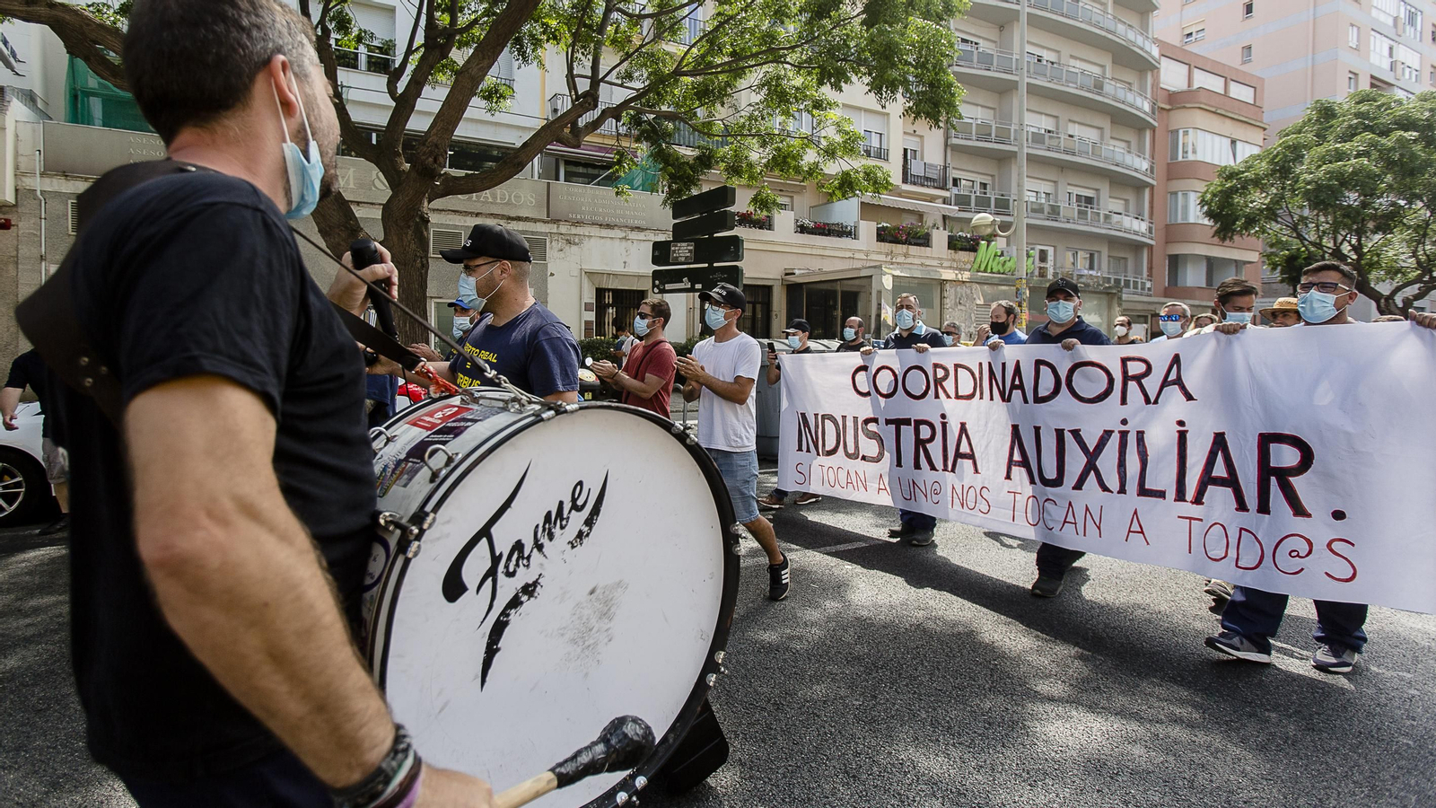Manifestación contra el cierre de Airbus en Cádiz.