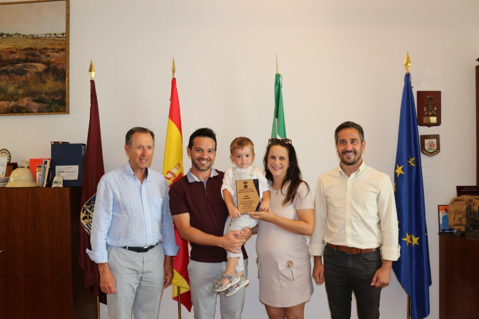 El deportista chiclanero durante la recepción municipal en el Ayuntamiento.