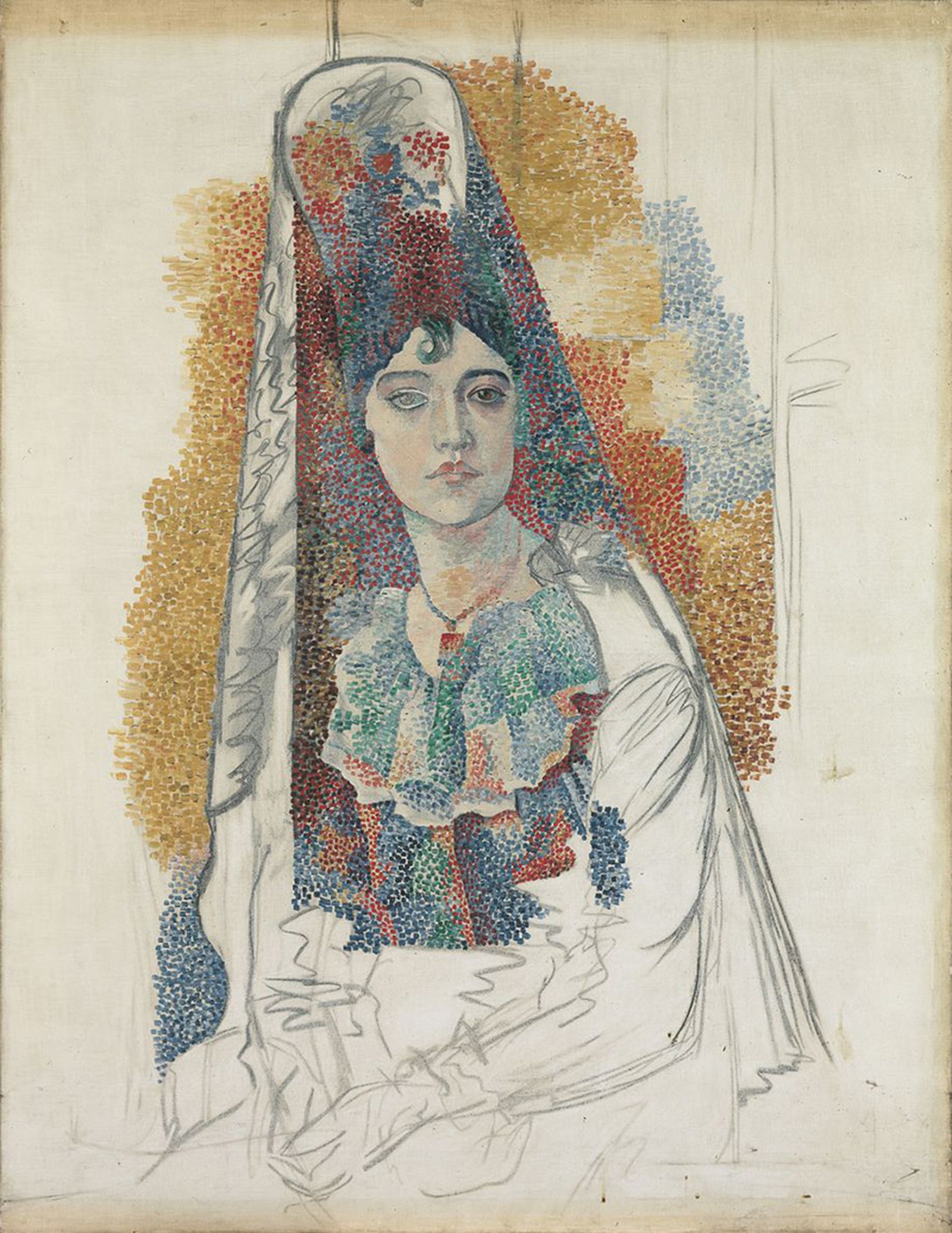 'Mujer con mantilla' de Pablo Picasso (1917), óleo y carboncillo sobre tela.