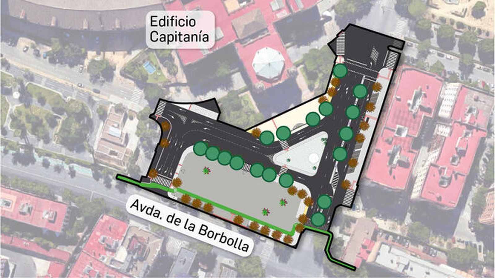 Así será la nueva Plaza del Ejército Español, el gran terreno libre que existe delante de Capitanía