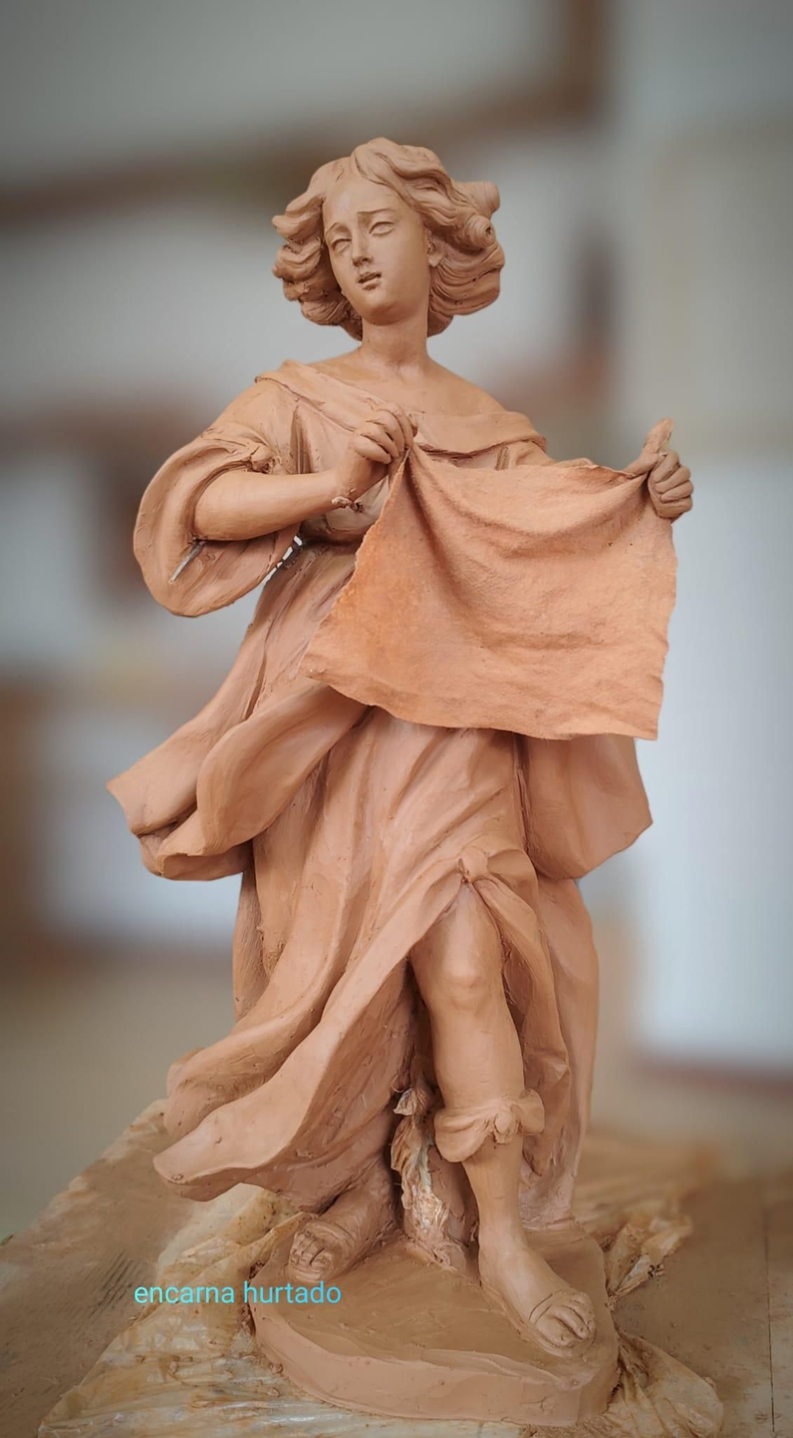 Boceto de uno de los ángeles que figurarán en el paso de misterio