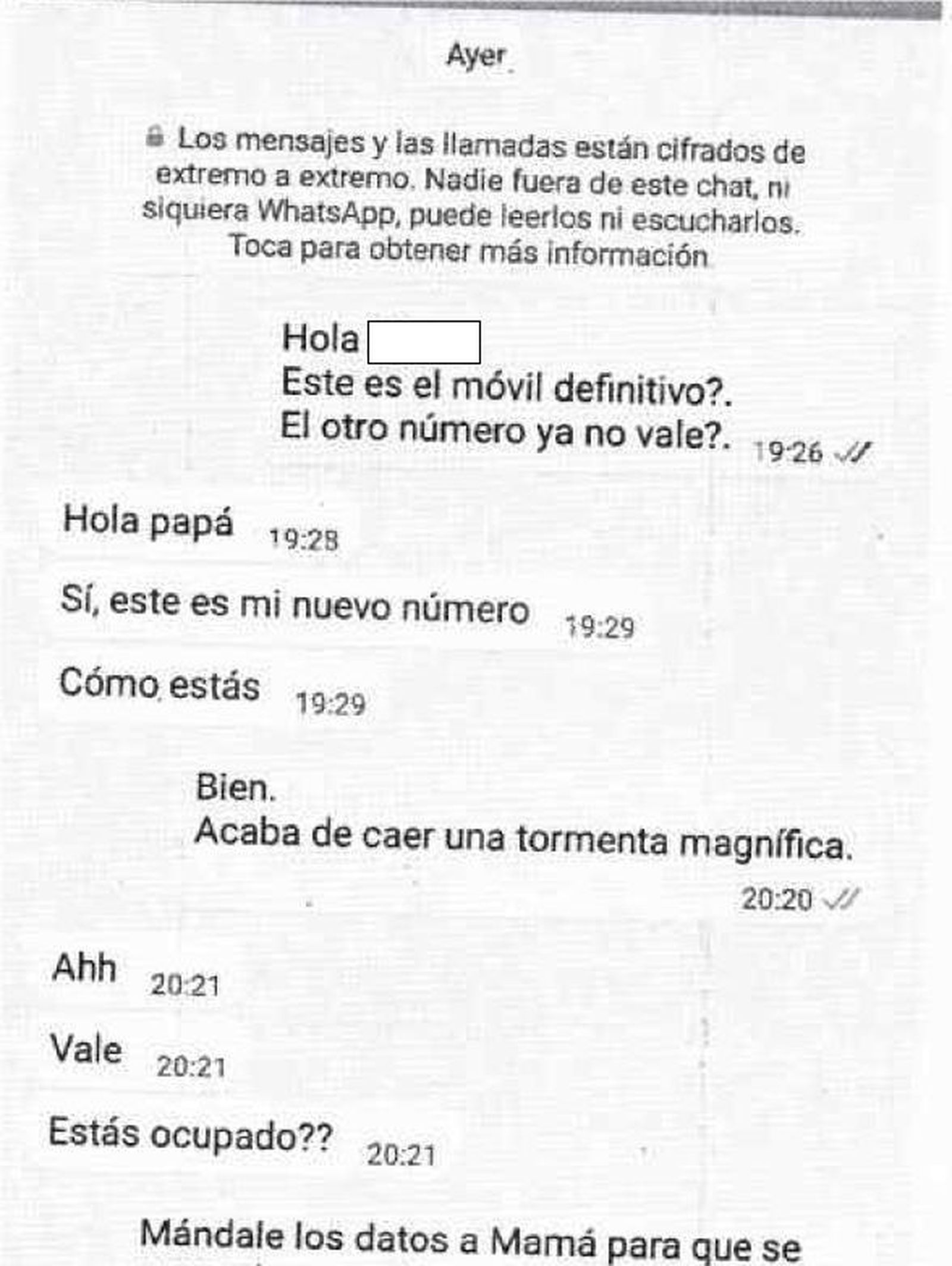 Una captura de los mensajes de los estafadores.