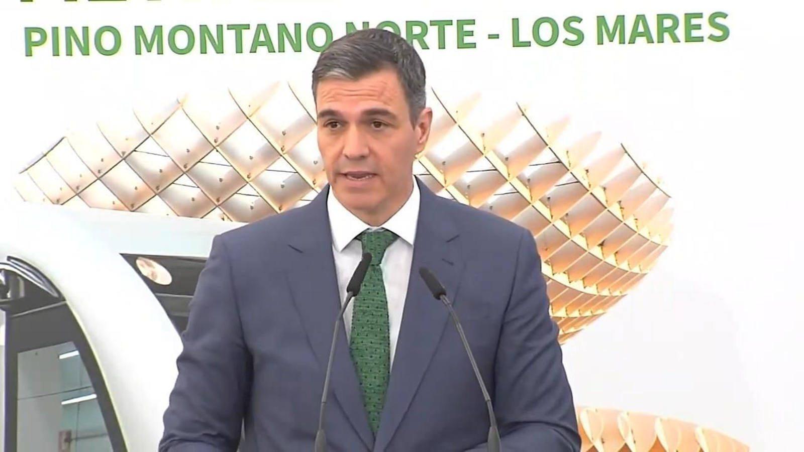 Referencia del discurso de Pedro Sánchez al tren Huelva-Sevilla.