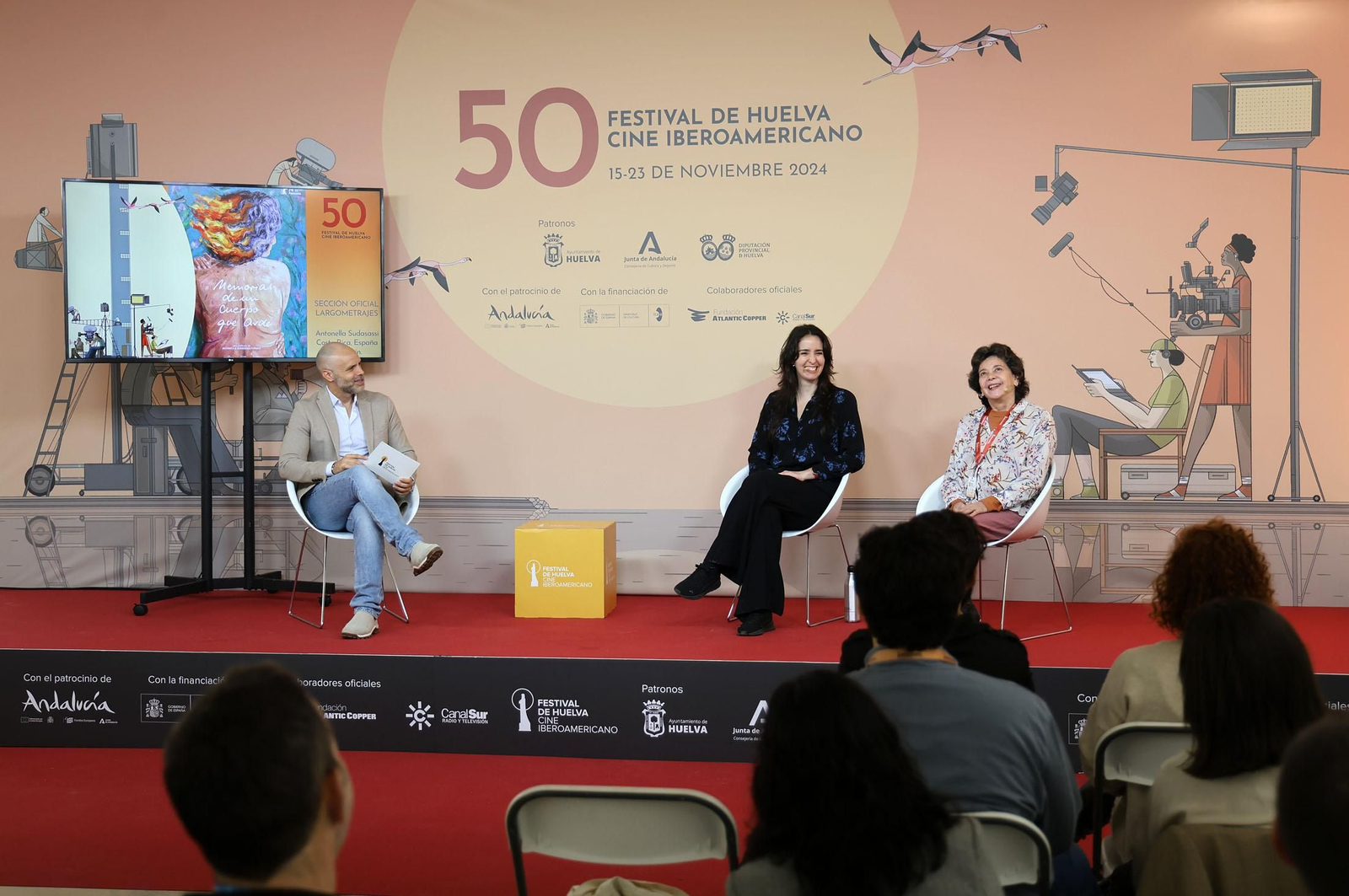 Imágenes de la sección Primera Pantalla para escolares y presentración de películas a concurso del 50 Festival de Huelva Cine Iberoamericano