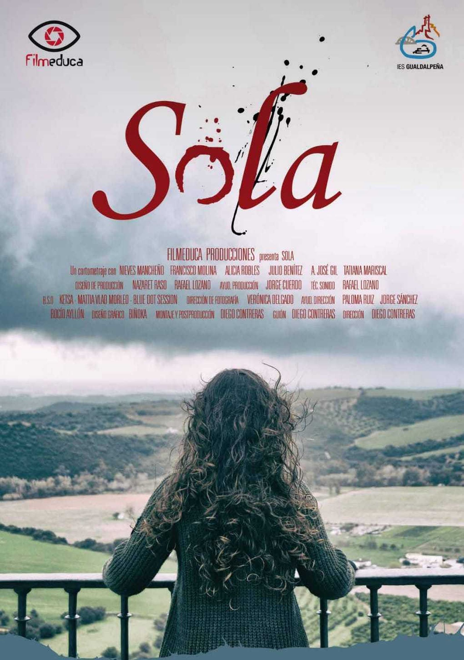 Parte del cartel del cortometraje Sola, que ha recibido una mención en el festival 'El Audiovisual en la Escuela'.