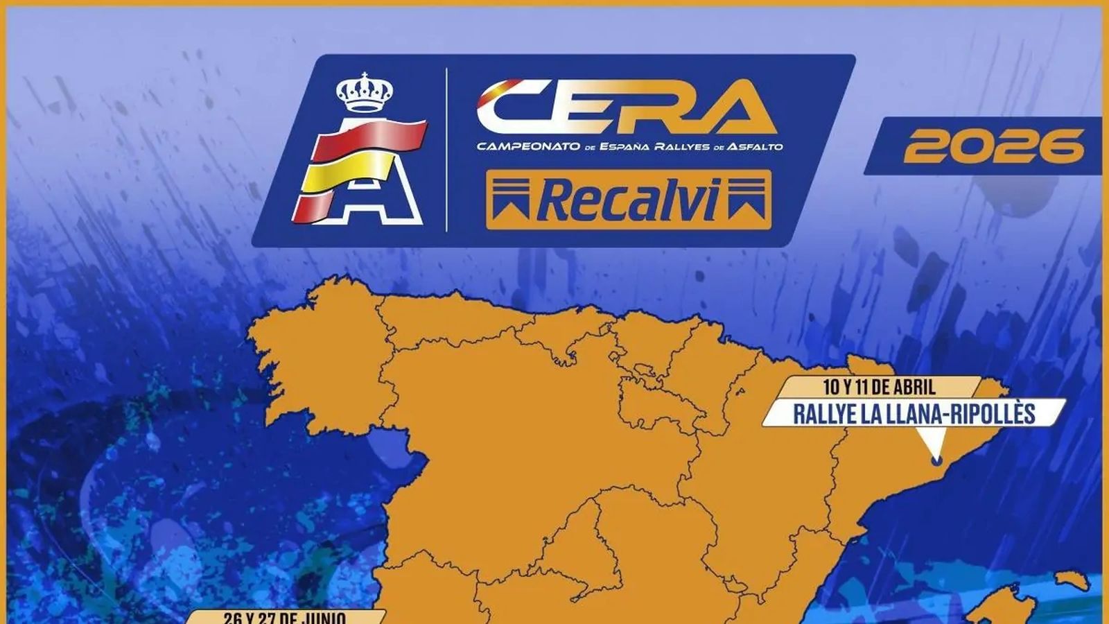 Las cinco pruebas que se celebrarán en el Campeonato de España Rallyes de Asfalto 2026.
