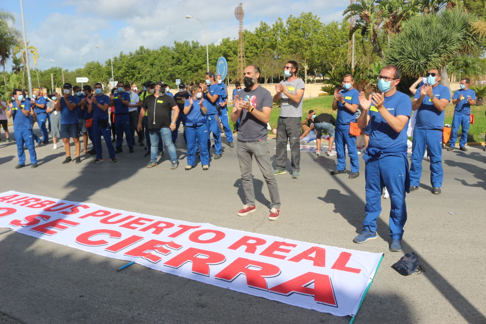 Protesta de los trabajadores de Airbus Puerto Real, este lunes