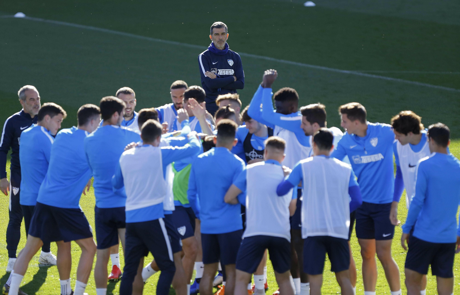 El Málaga, en un entrenamiento. El Málaga, en un entrenamiento.