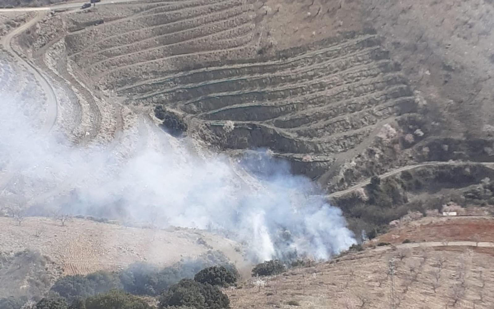 Imagen del incendio forestal declarado en Albondón