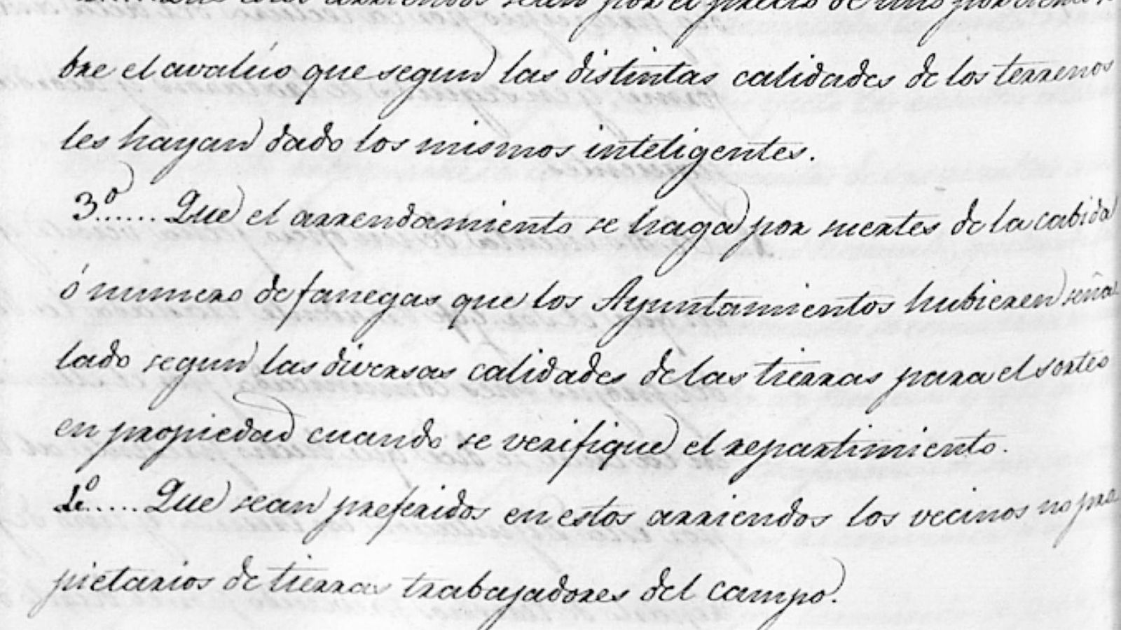 Extracto de la normativa para el reparto de tierras (1821)