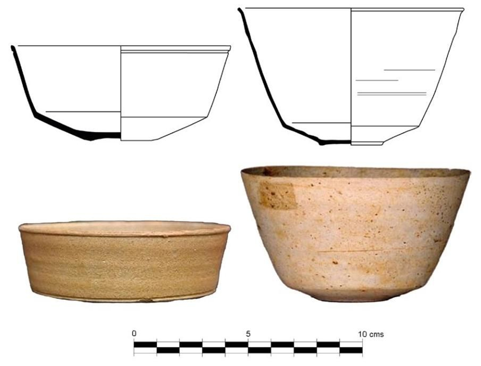 Dibujo y fotografía de la forma Mayet XXXIV, también llamada “cáscara de huevo” debido al pequeño grosor de  sus paredes.
