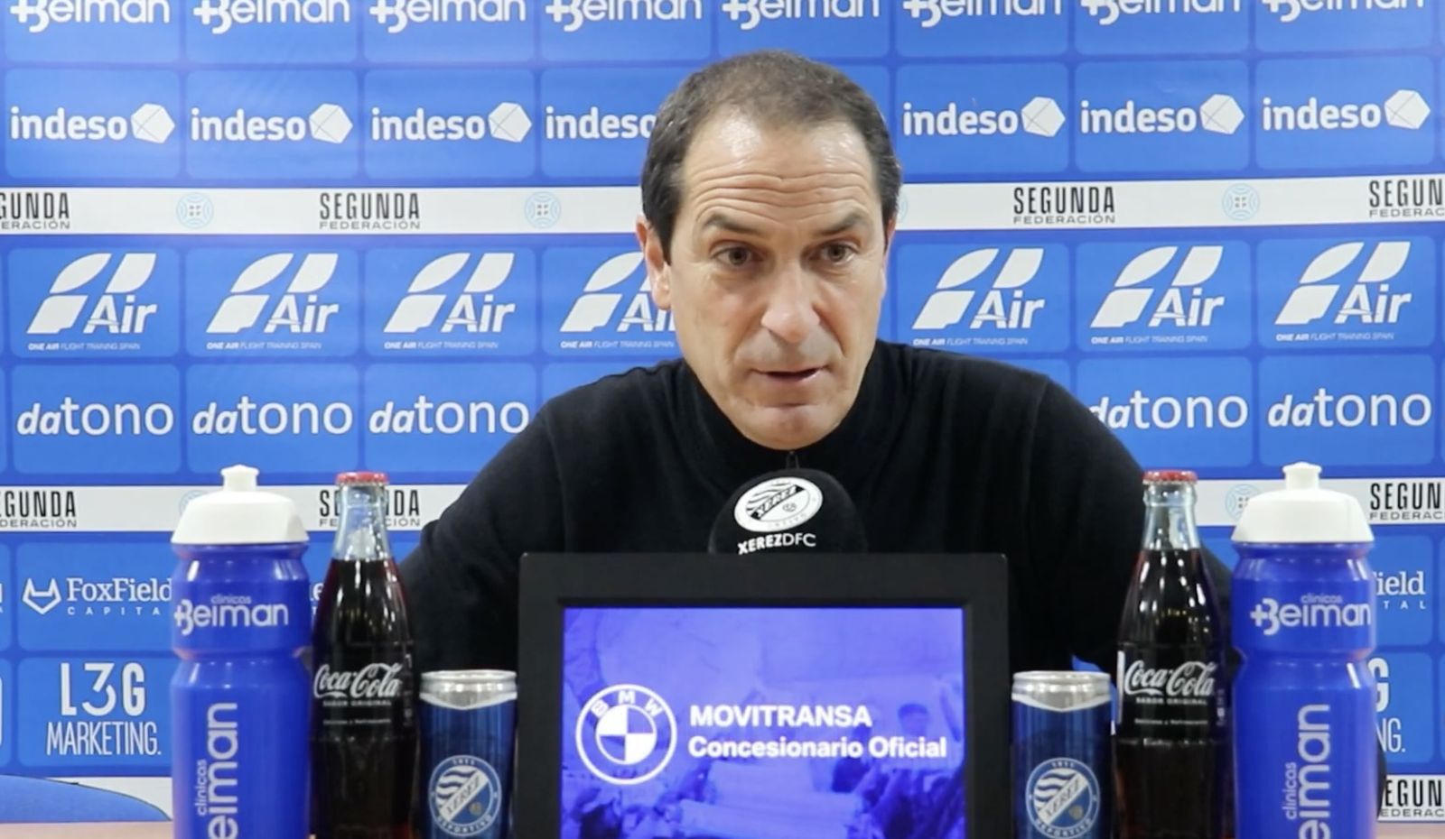 Diego Caro, en la sala de prensa de Chapín tras el encuentro contra el Extremadura.