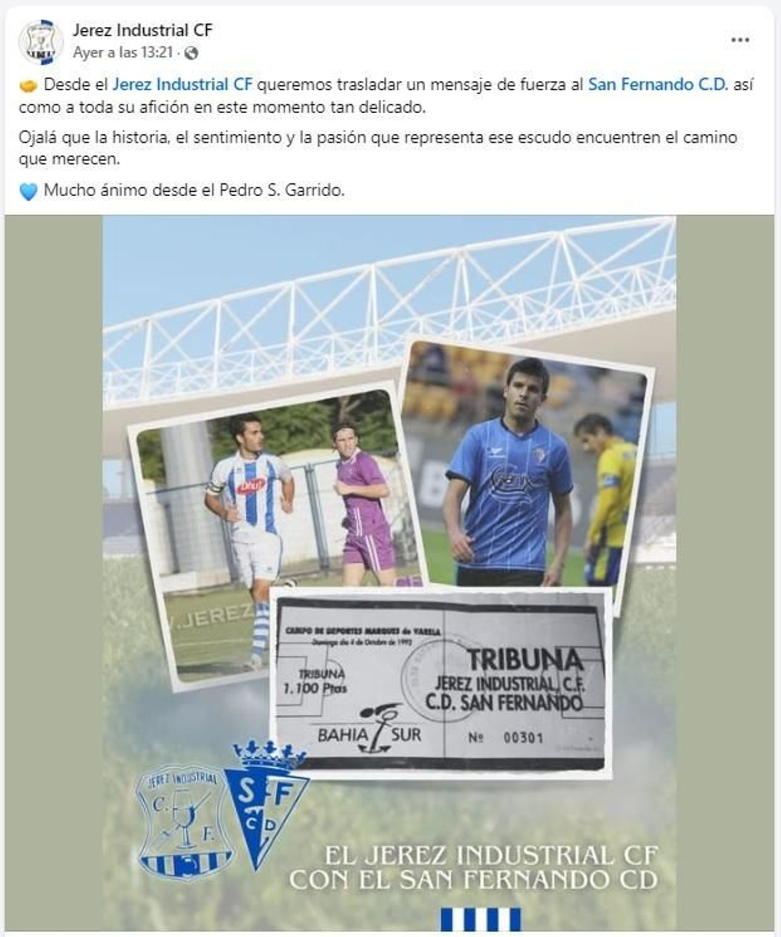 El Jerez Industrial también ha mostrado su apoyo.