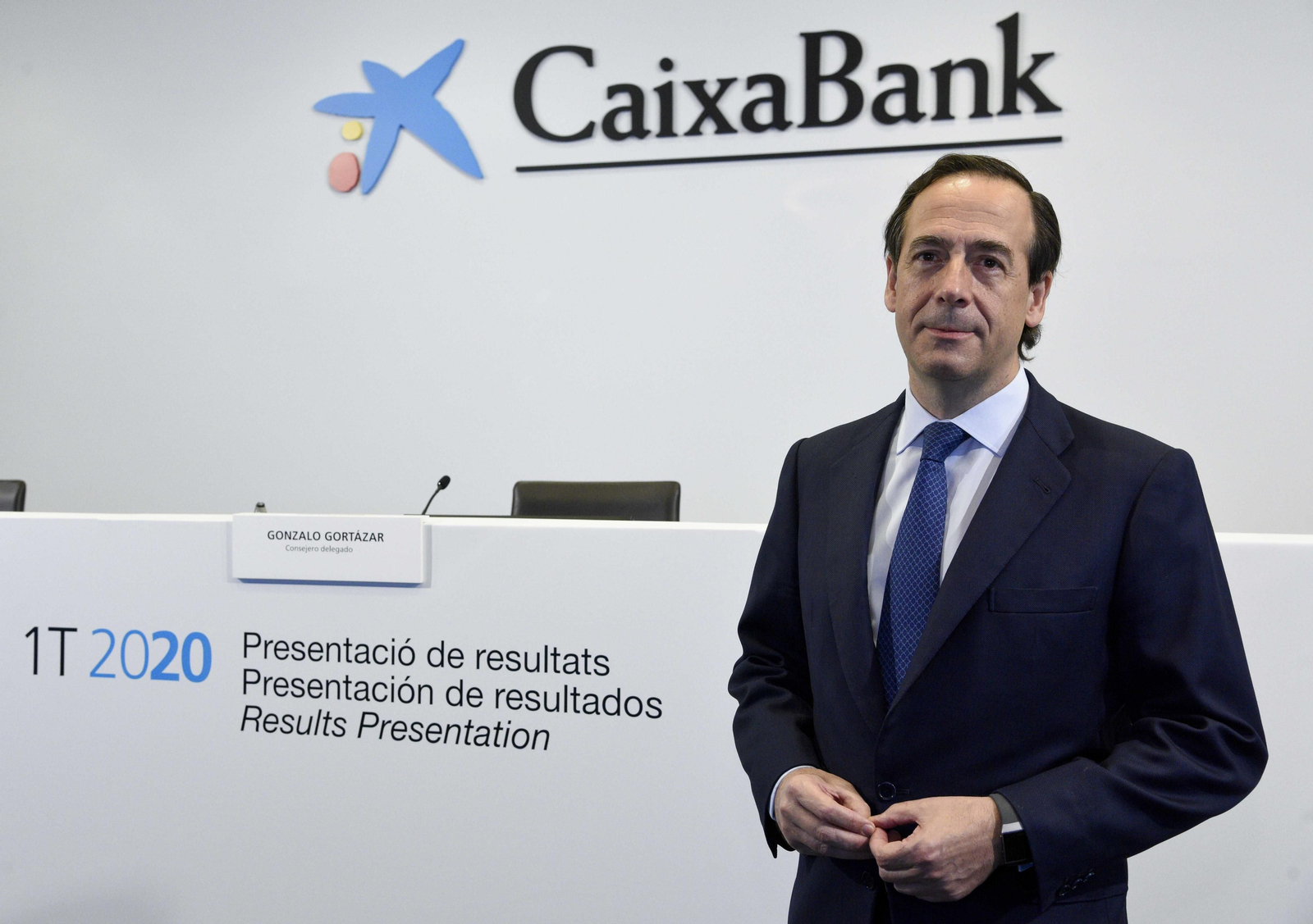 Gonzalo Gortázar, consejero delegado de Caixabank, en la presentación de resultados.