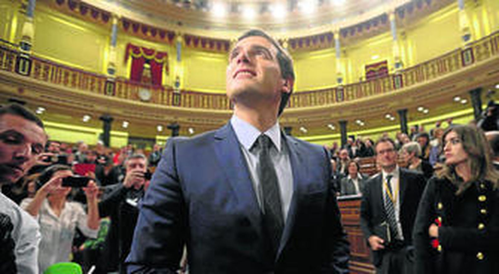 Albert Rivera, ayer en el Congreso en la jornada de puertas abiertas.