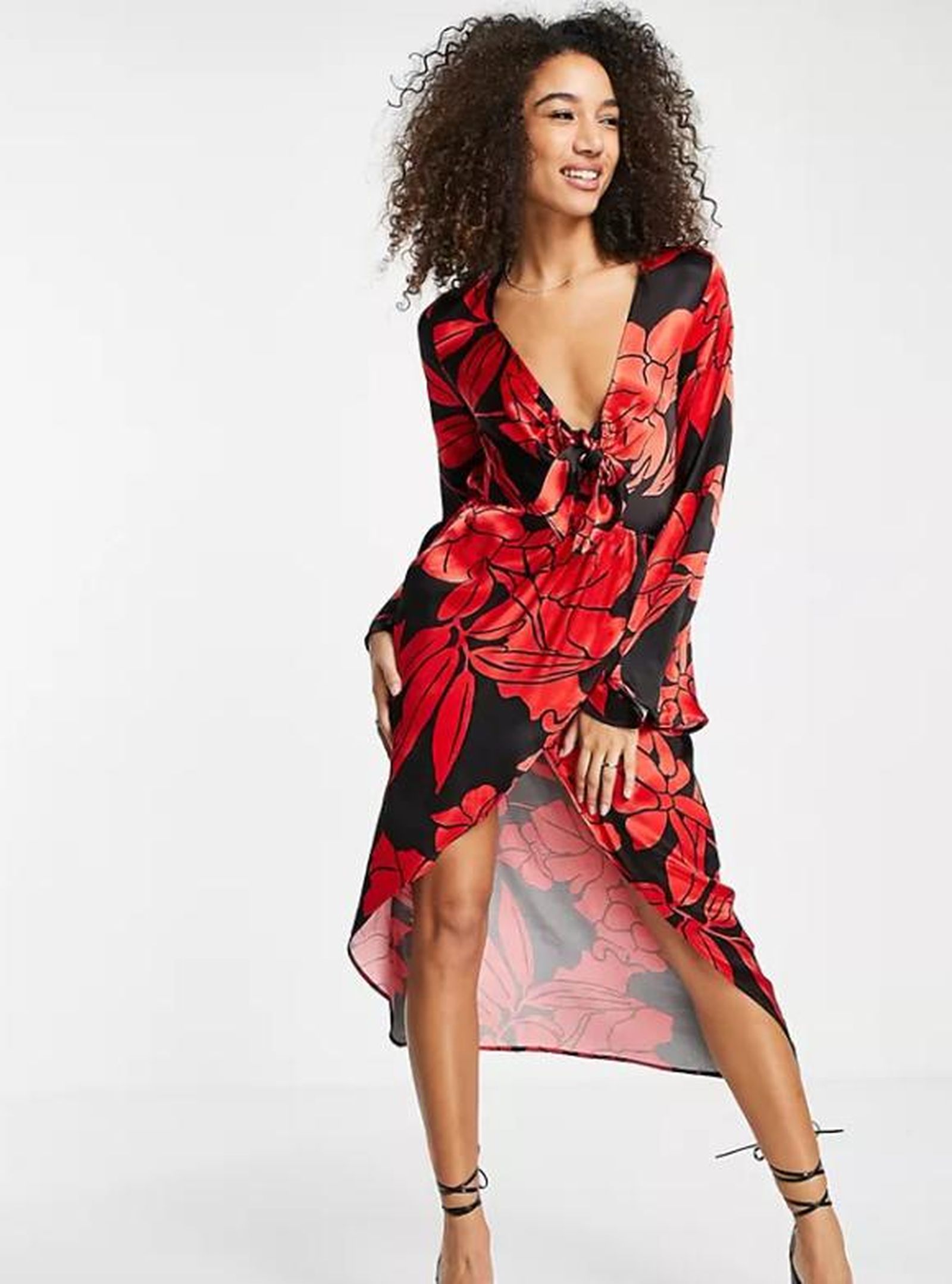 Vestido estampado satén