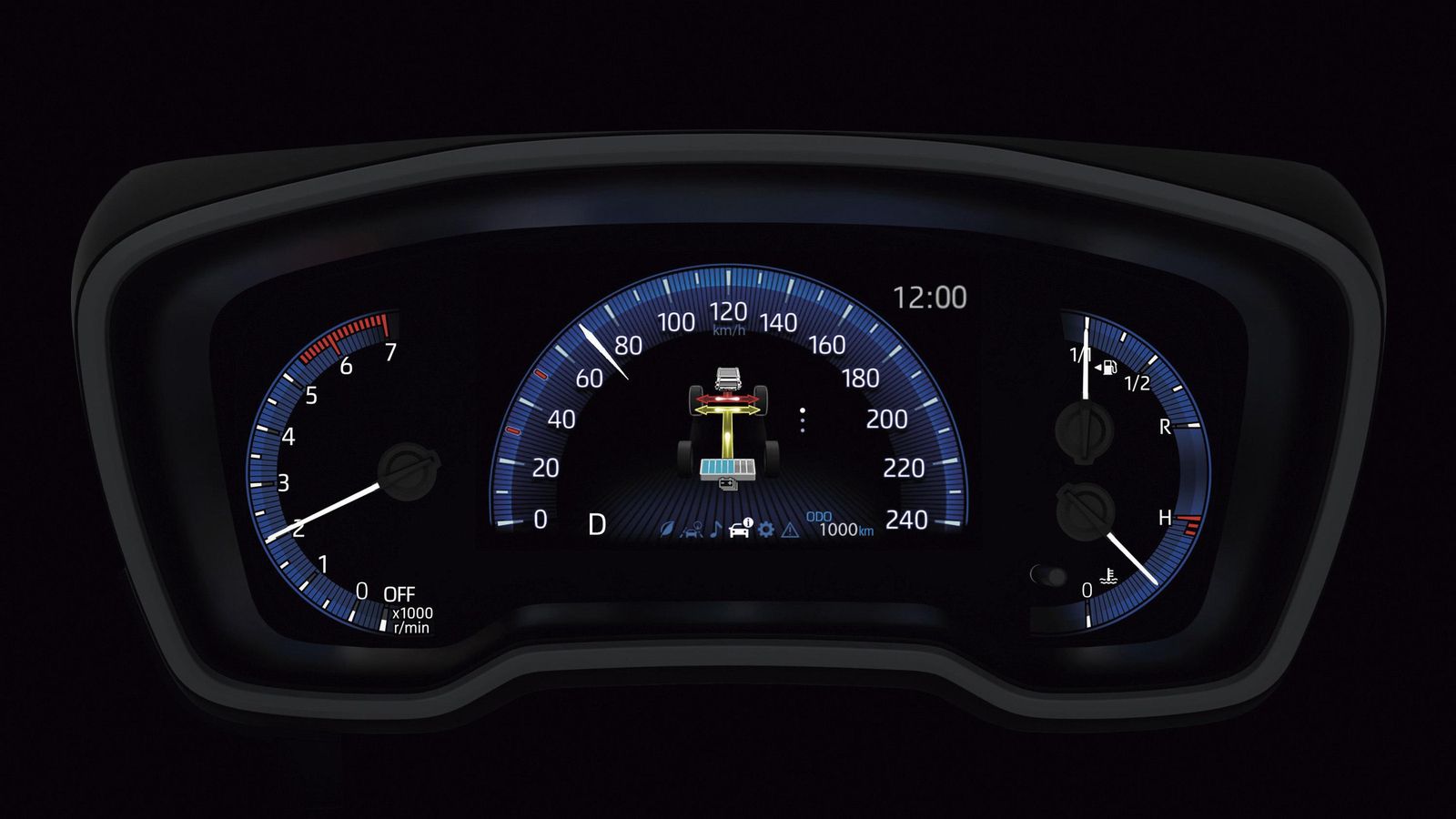 Fácil de leer en toda circunstancia, la información cambia con el modo de conducción elegido.