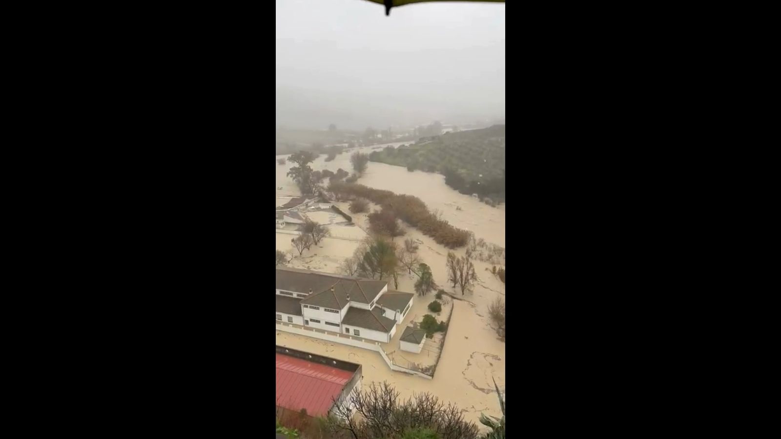 Inundaciones en la zona baja de Torre Alháquime durante la borrasca Leonardo
