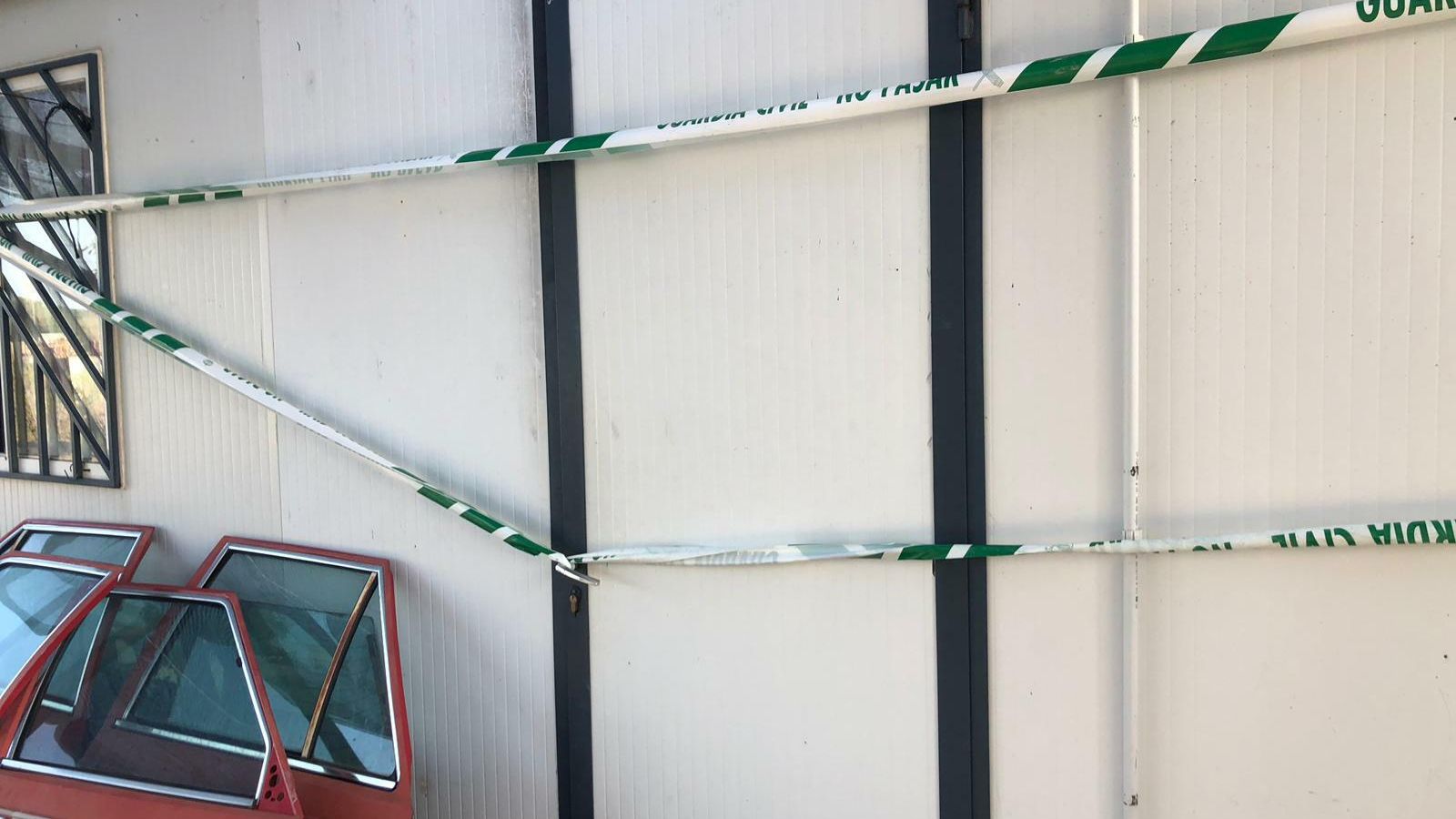 Exterior del módulo incendiado.