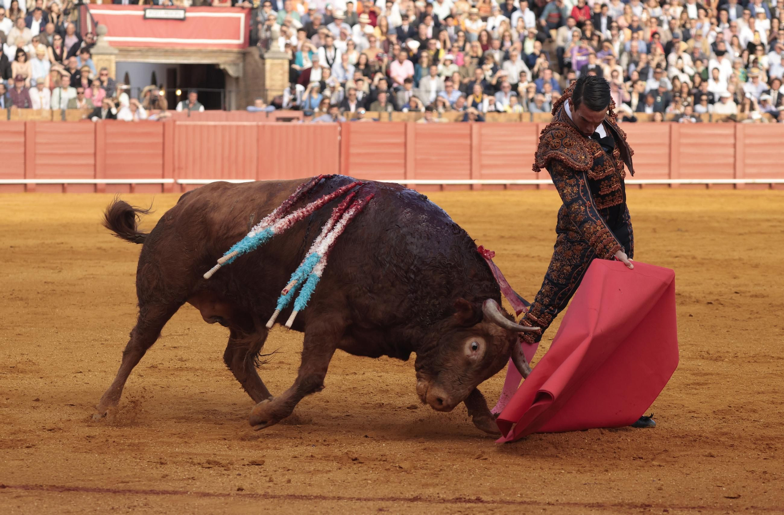 Las imágenes de los toros en Sevilla con Morante de la Puebla, José María Manzanares y Talavante