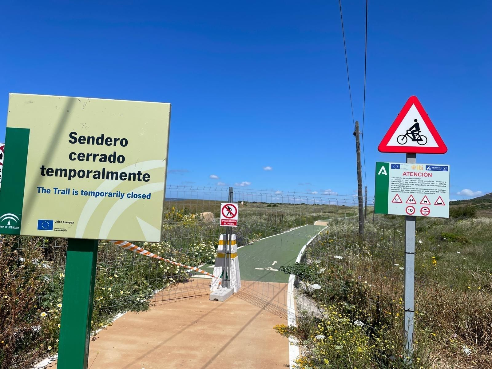 El inicio del tramo ciclista en los alrededores de El Retín.