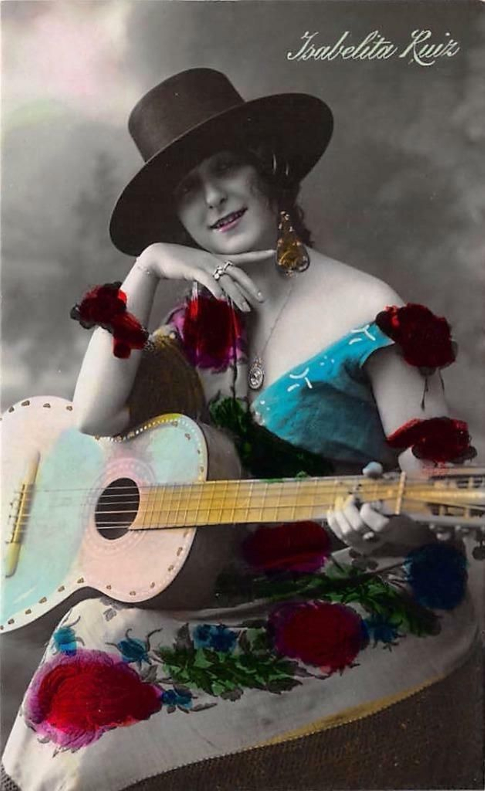 Postal promocional de la artista jerezana Isabelita Ruiz.