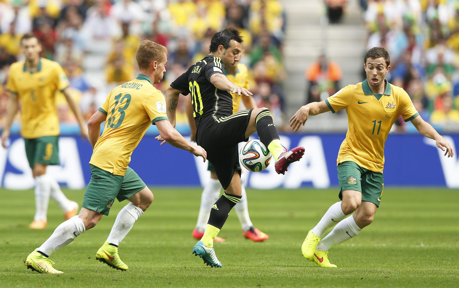 Santi Cazorla (Recre, 2006/07), durante el partido de España con Australia en la fase de grupos del Mundial de 2014.