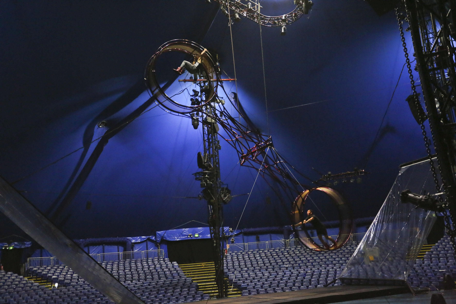 El ensayo del Circo del Sol en Málaga para su espectáculo 'Kooza'