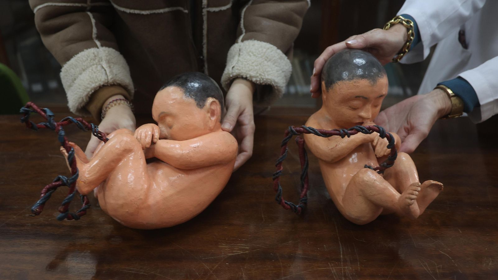 Esculturas en papel policromado al óleo y alambre policromado de autor desconocido.