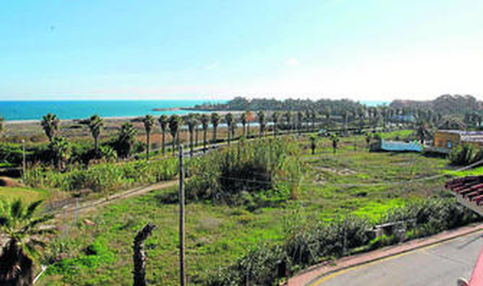 Imagen que presentaban ayer los terrenos afectados por la sentencia, con el puerto deportivo de Sotogrande al fondo.