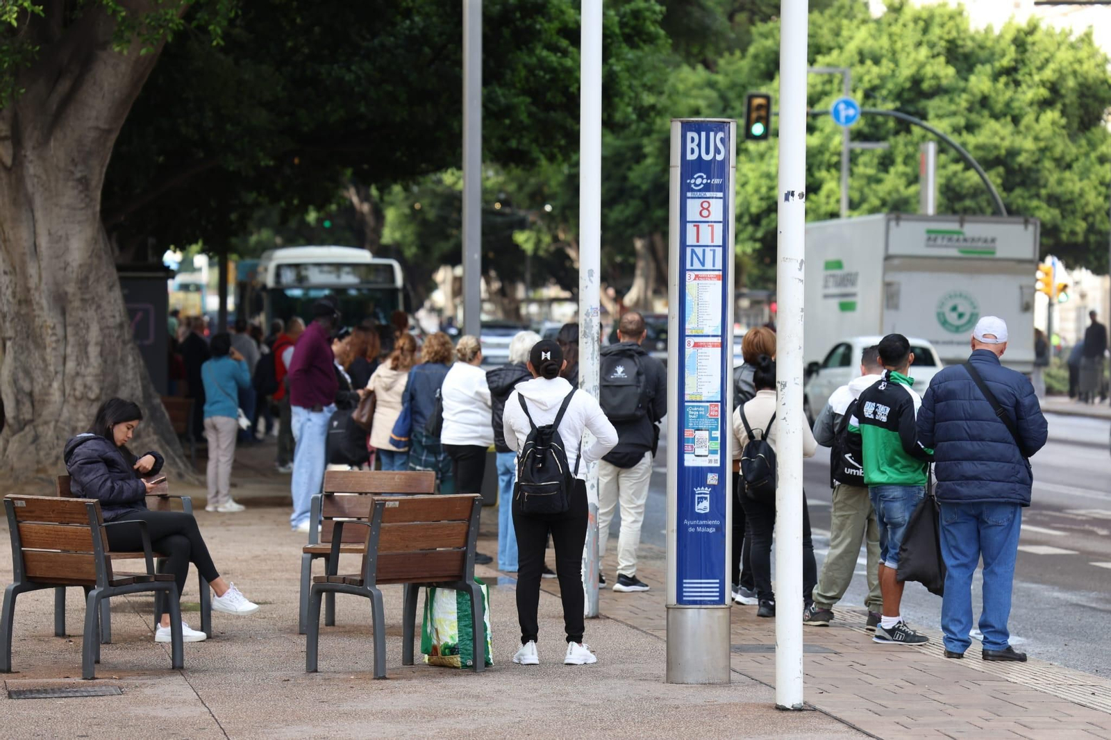 La huelga de autobuses en Málaga en imagenes
