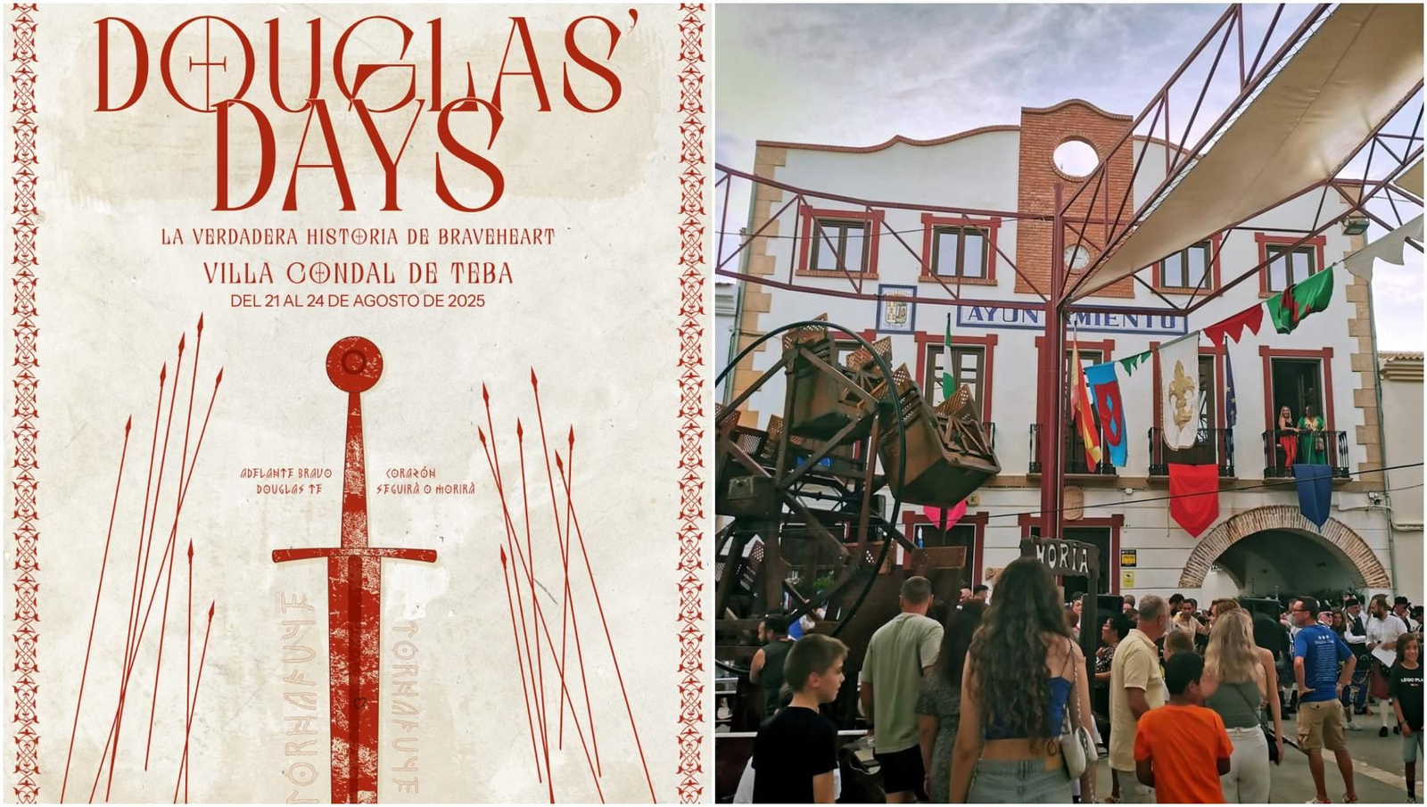 Cartel de los Douglas' Days y uno de los espacios de Teba.