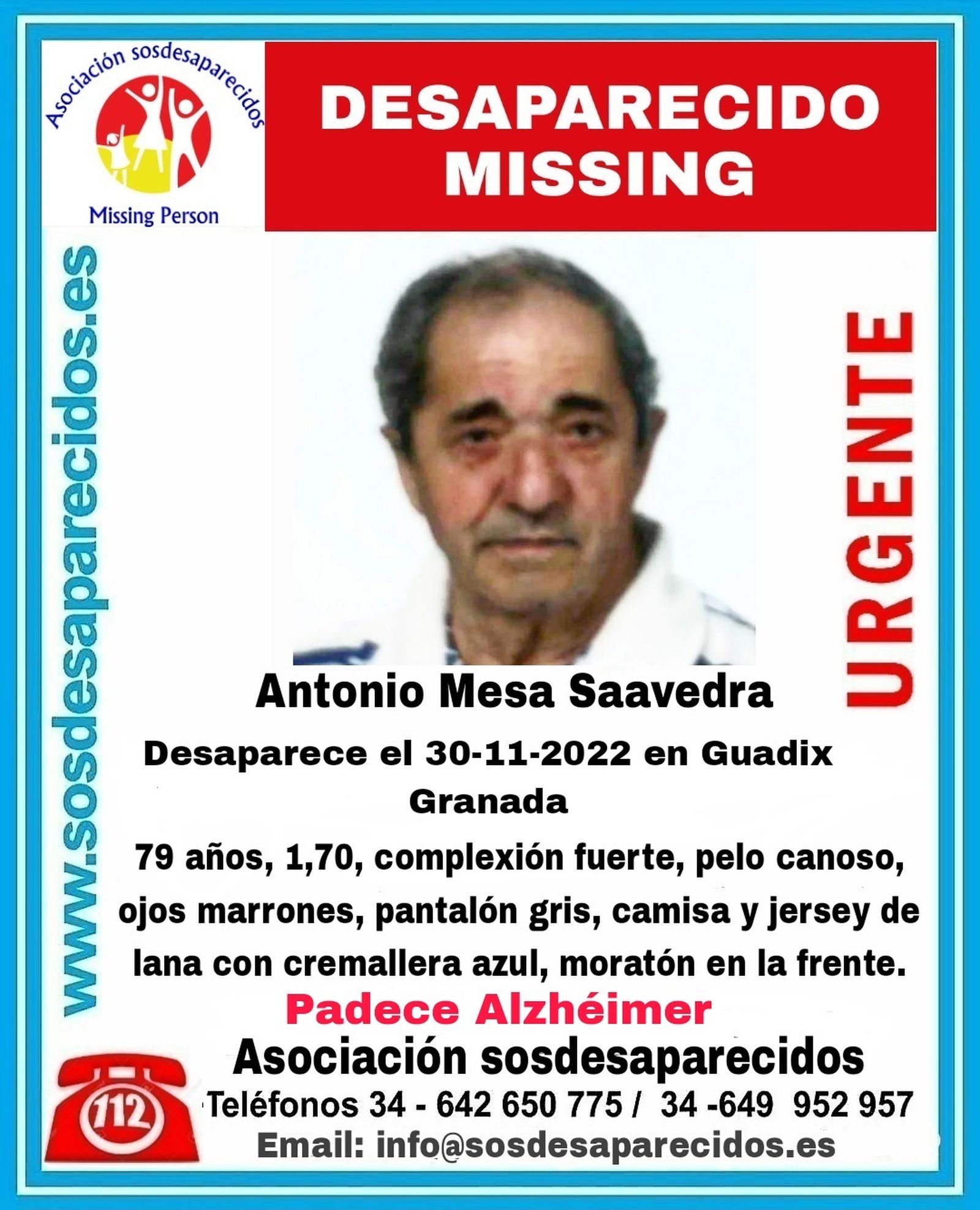 Buscan a un hombre que sufre alzhéimer desaparecido en la comarca de Guadix