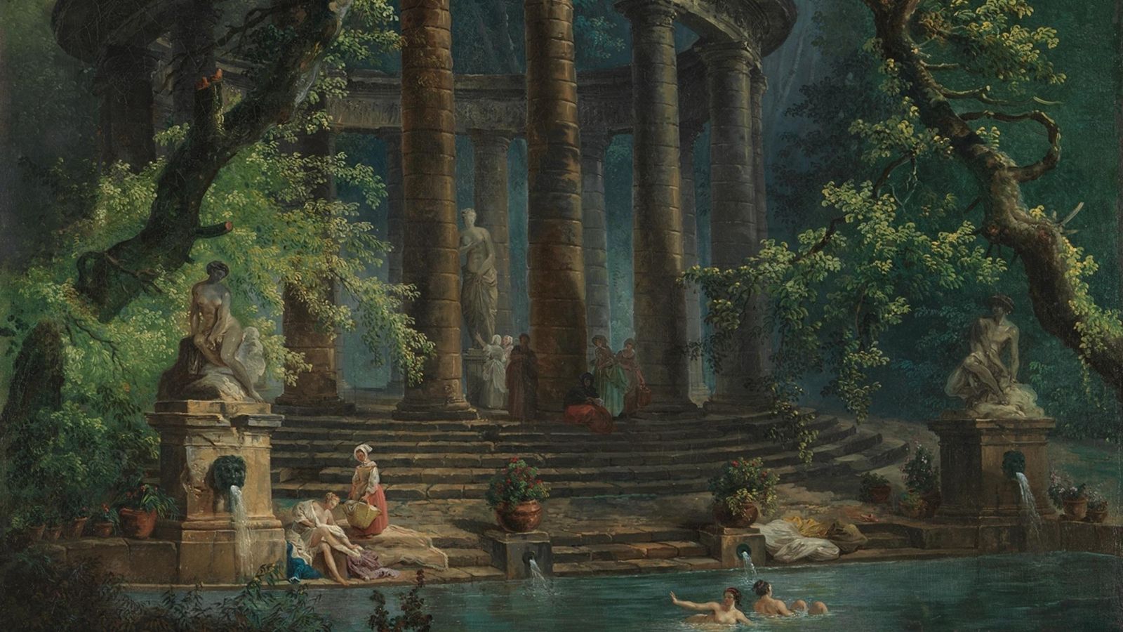 Fragmento de 'La piscina' (c. 1777-1779) de Hubert Robert.