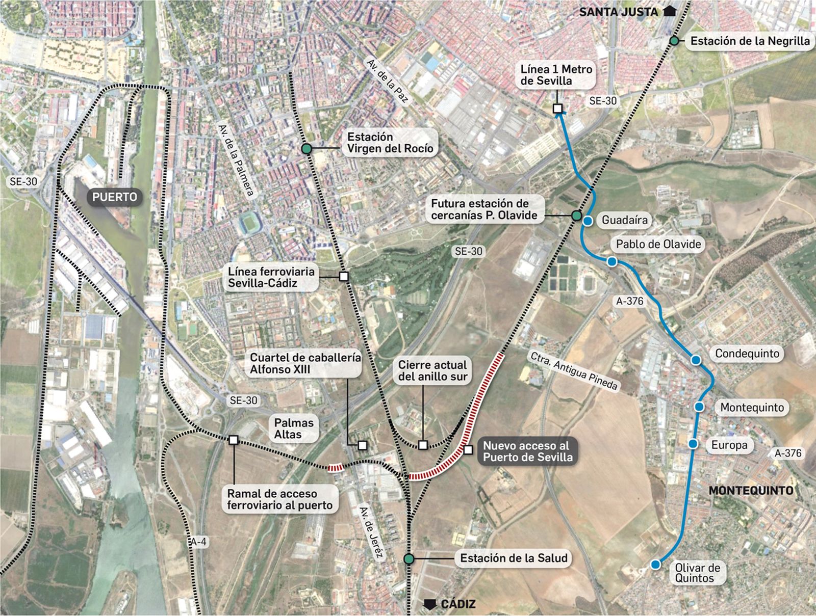 Nuevo acceso ferroviario al Puerto de Sevilla.