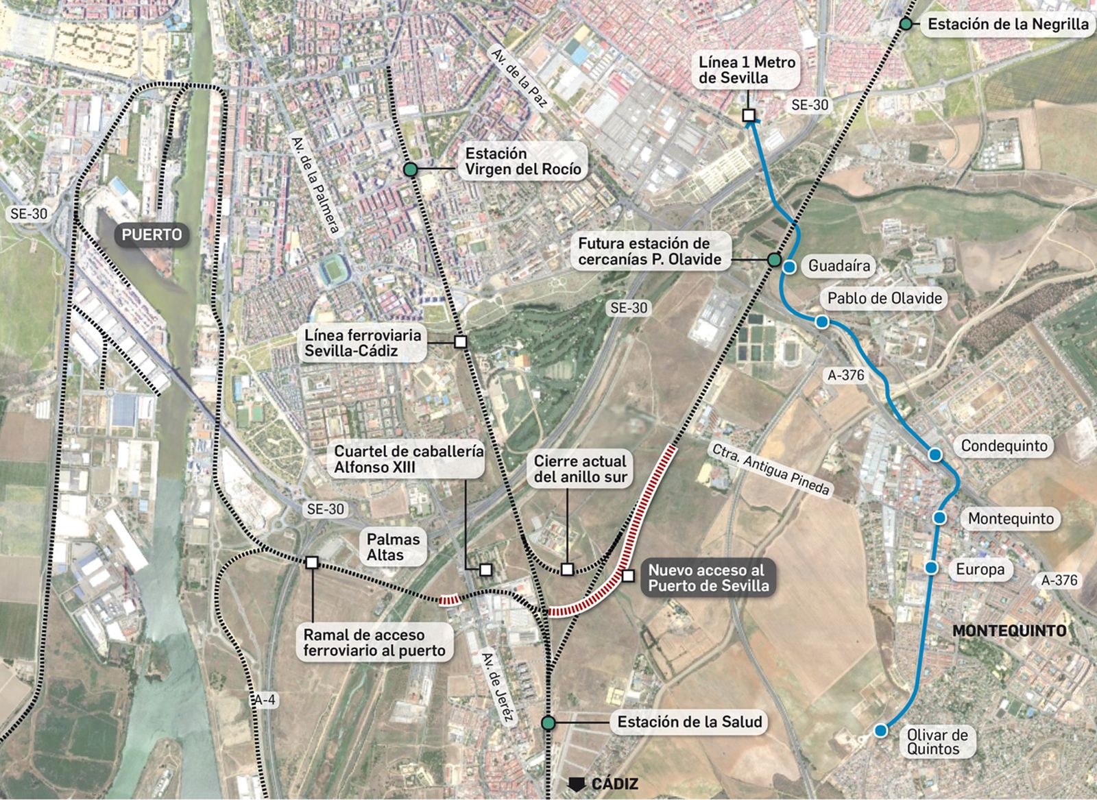 Nuevo acceso ferroviario al Puerto de Sevilla.
